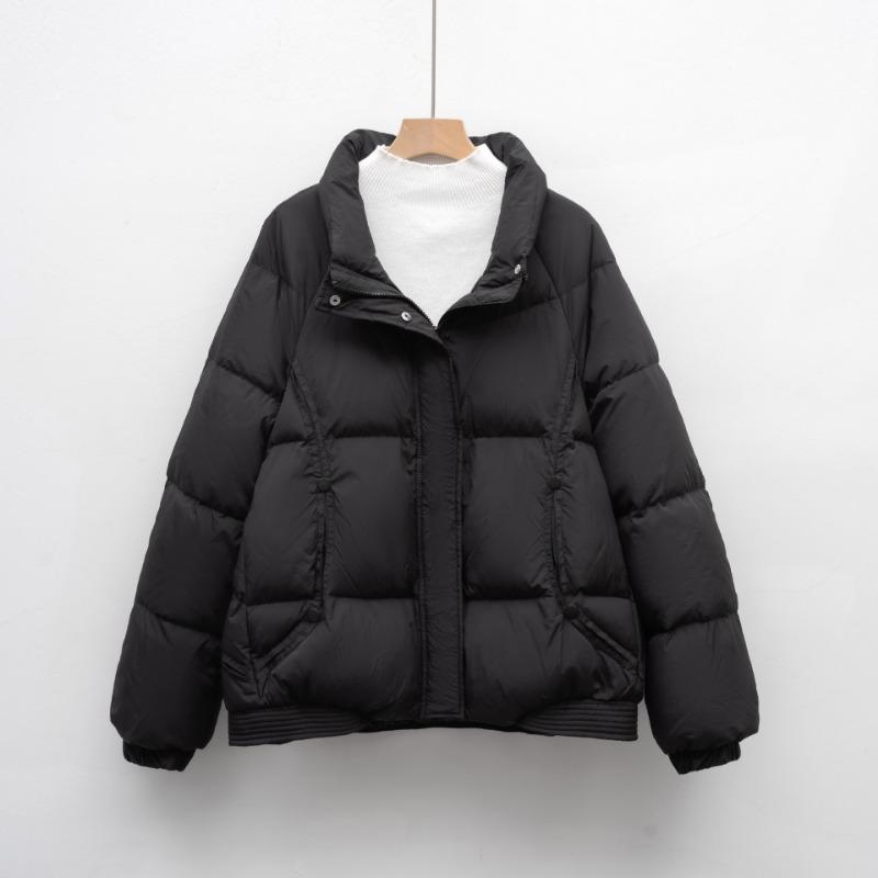 

Pinghu new down jacket women s small winter thickened stand-up collar loose duck down bread jacket to keep warm S