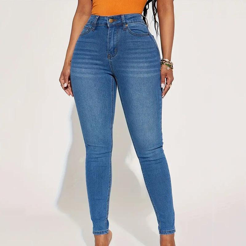 2025 European & American Style High Elastic Skinny Pencil Jeans for Women