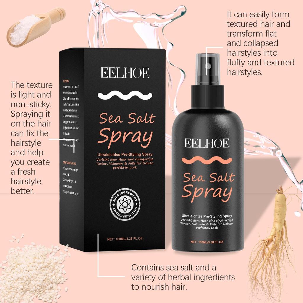 EELHOE Hair Sea Salt Styling Spray - Effortless Refreshing Oil-Free Fluffy Hair Leave-In Styling Dry Hair Spray