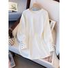 Chic Korean Long Sleeve Loose White T-shirt for Women – Mid-length, Round Neck, Casual Autumn/Winter Inner Base Layer