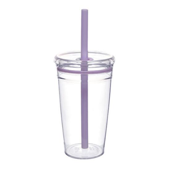 Transparent Tritan Straw Tumbler 16oz Colorful Coffee Cup with Lid Cute Leak-Proof Sippy Cup for Iced Coffee Tea Juice Milk