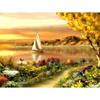 Pictură cu diamant 5D DIY Lake Full Drill Broderie cu diamante Poză din copac cu strasuri Peisaj Cucitură Decor de perete
