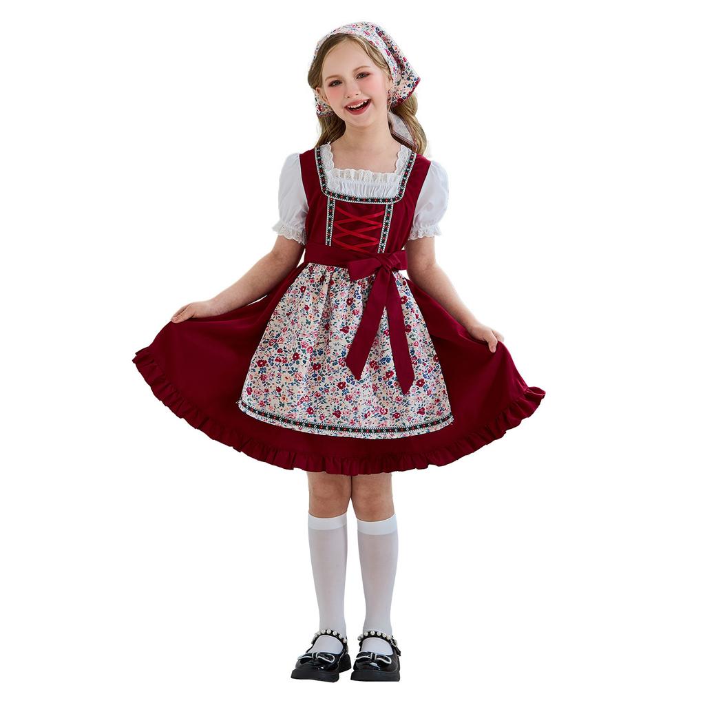 Children's Day Performance Clothing Oktoberfest Maid Dress Pastoral Girls Lolita Farm Dirndl Dress