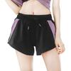 THREEGUN Shorts with Running Yoga Workout Fitness Women's 2-in-1 Pockets, Shorts, Shorts, Shorts, Shorts, Quick-Drying (Black/Purple - XL)