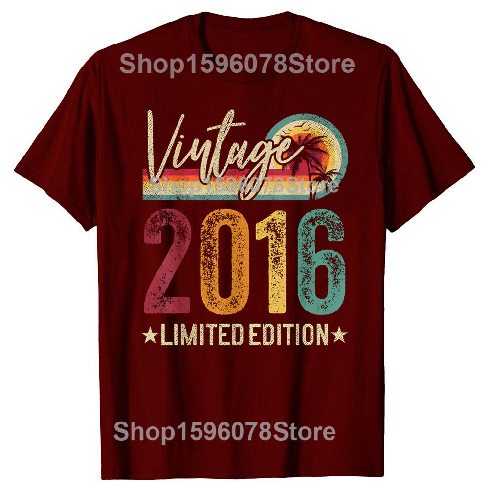 Retro 2016 10 Years Old 10th Birthday Vintage Tshirts Men Fashion Print Loose Oversized Streetwear Hip Hop Unisex T Shirt