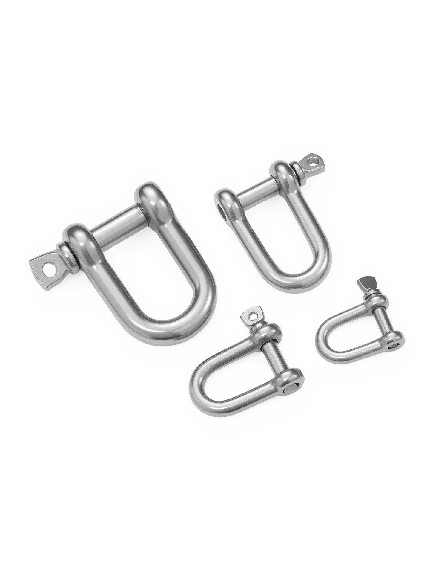 304 Stainless Steel D-Shaped Shackle U Snap Hook Lifting Eye Marine Horseshoe Buckle. M10 [0.1 tons] 2 pieces