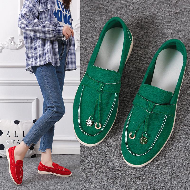 Foreign Trade 2025 Large Size Women's Shoes 43 Soft-soled Loafers Flat-soled Casual Doudou Shoes One-pedal Lazy Women's Shoes