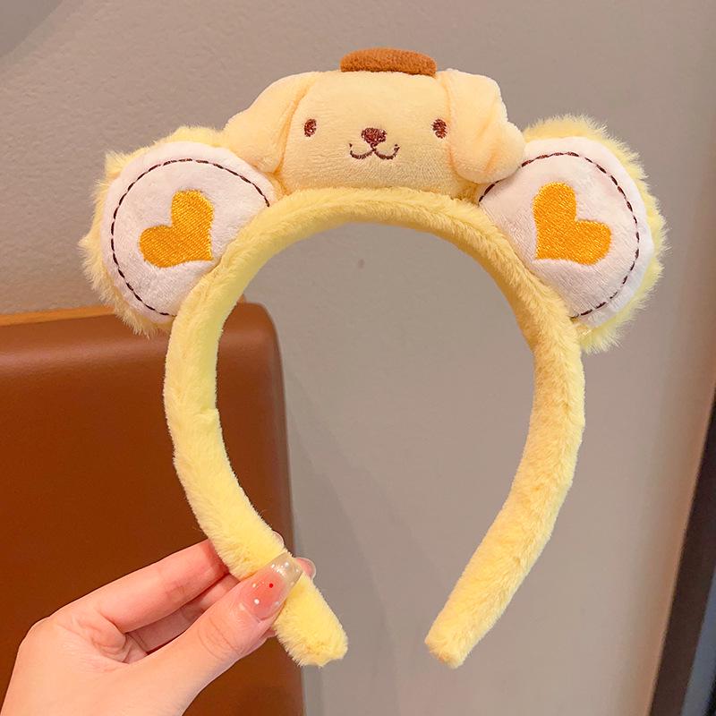 2024 Cute Cartoon Plush Headband for Women - Makeup, Hair Clip & Tie