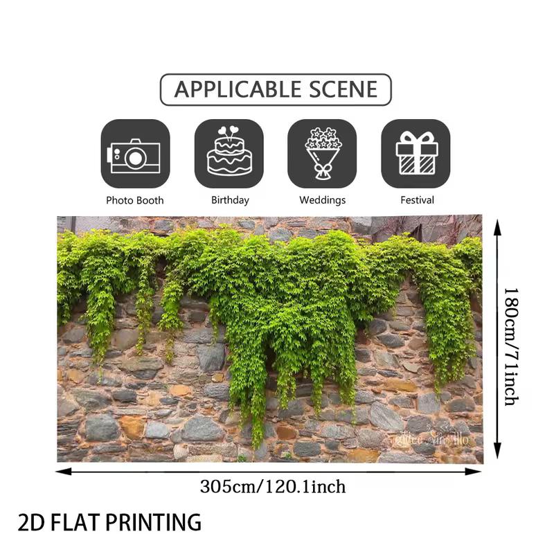 2D Hanging Ivy Stone Wall Photo Backdrop Wedding Birthday Party Background