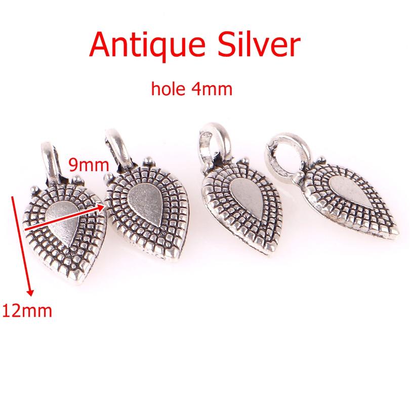 50PCS Tibetan Style Alloy Glue on Flat Pad Bails Water drops Rectangle Shape Pendants Charms Connector Hanger for Jewelry Making