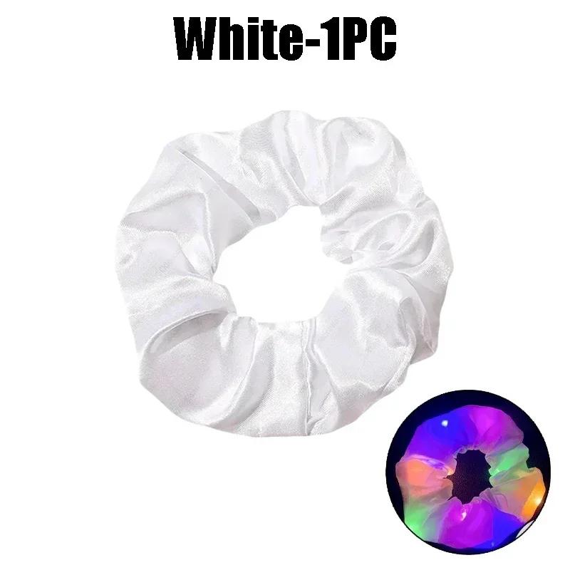 LED Luminous Scrunchies Hairband Ponytail Holder Headwear Elastic Satin Hair Bands Girl Hair Accessories for Party