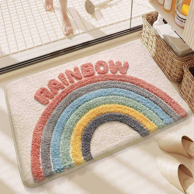 Cartoon Faux Cashmere Washable Door Mat - Dirt-resistant & Water-absorbing Bathroom Floor Mat