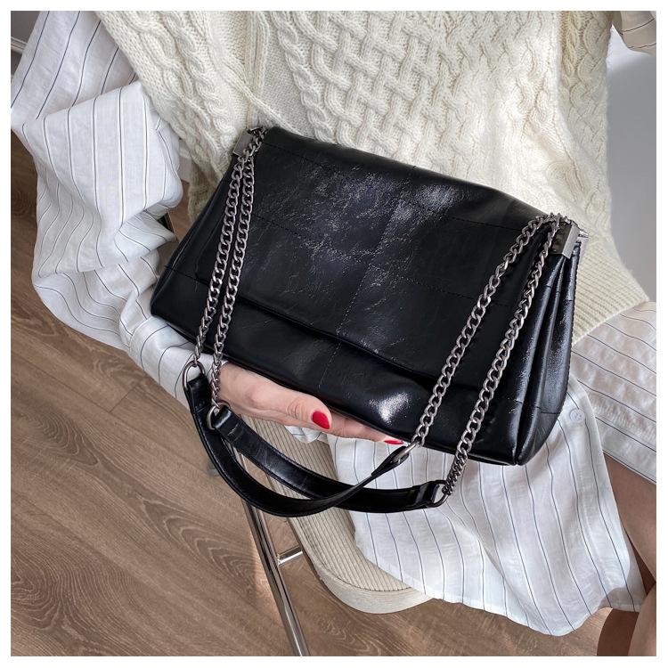 New Leather Women's Bag Korean Version Crossbody Bag Chain Bag Versatile Large Capacity Single Shoulder Bag for Women