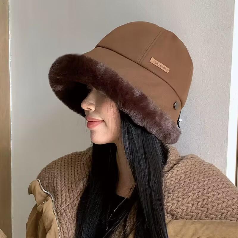 

Шляпа-панама женская зимняя с подвесной маской, визуально уменьшающая лицо, для путешествий по Северо-Востоку, оборудование для защиты от холода, теплая и ветрозащитная шляпа-ведро One size