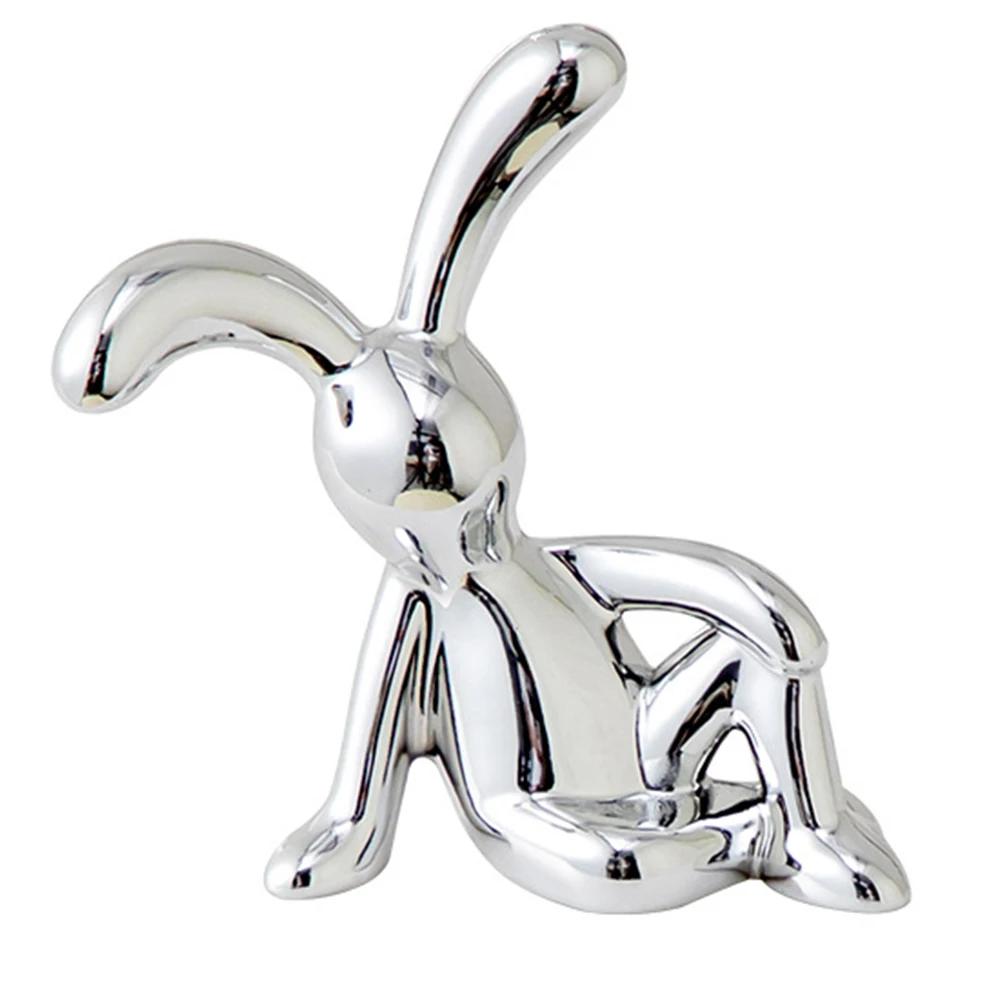 

Rabbit Animal Decor Modern Style Cartoon Bunny Sculptures Silver Nordic Rabbit Statue Living Room Decoration