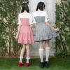 Yumetenbou Mass-Produced Clothing [Dear My Love] Casual Dress, Round Collar, Bustiered Dress, Women's, Gingham Black, Yumetenbou