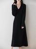 Women's 100% Pure Wool Mid-Length Knit Sweater Dress - Slimming Autumn/Winter Base Layer Long Skirt