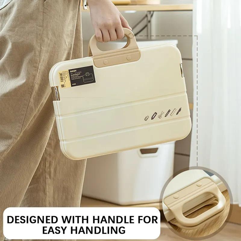 A4 Plastic File Folder With Lock Handle Portable Box File Waterproof Filing Supplies Pencil Case Multi-Purpose Document Bag