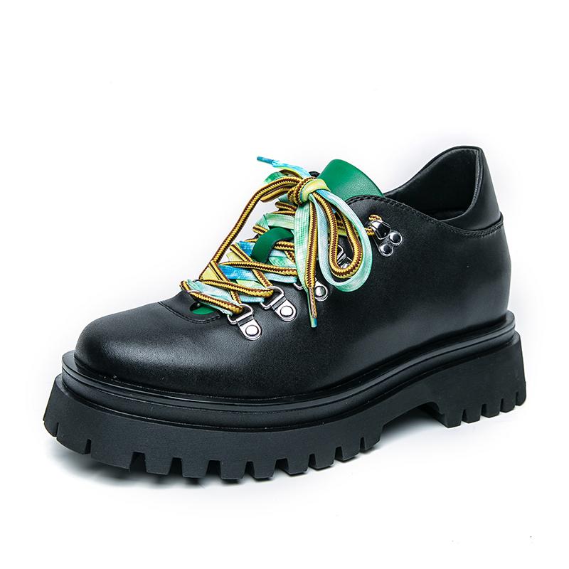 

Туфли из черной кожи в корейском стиле, увеличивающие рост для мужчин, 8 см платформа, туфли дерби, мужские туфли из высококачественной кожи, мужская модельная обувь 38