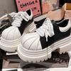 European shell head lace-up color matching big head mango head JK small leather shoes loafers single shoes small women's board shoes
