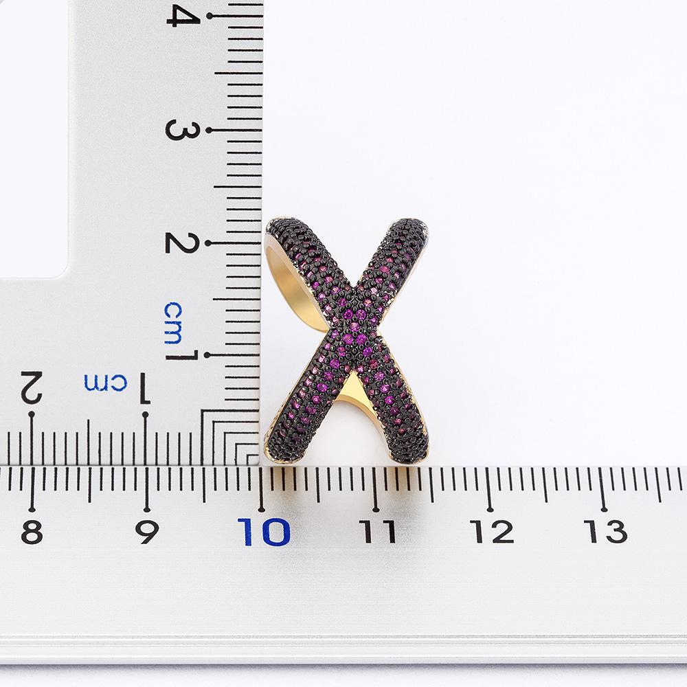 Charm Simple X Shape Cross Copper Zircon Ring Luxury CZ Stone 5 Colors High Quality Wedding Party Finger Adjustable Open Ring