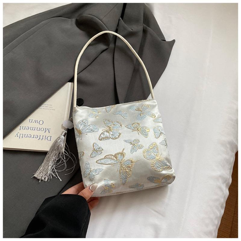 New Chinese Style Butterfly Embroidery Handbag Bag Women s New Trendy Fashion Niche Underarm Bag National Feng Shui Bucket Bag