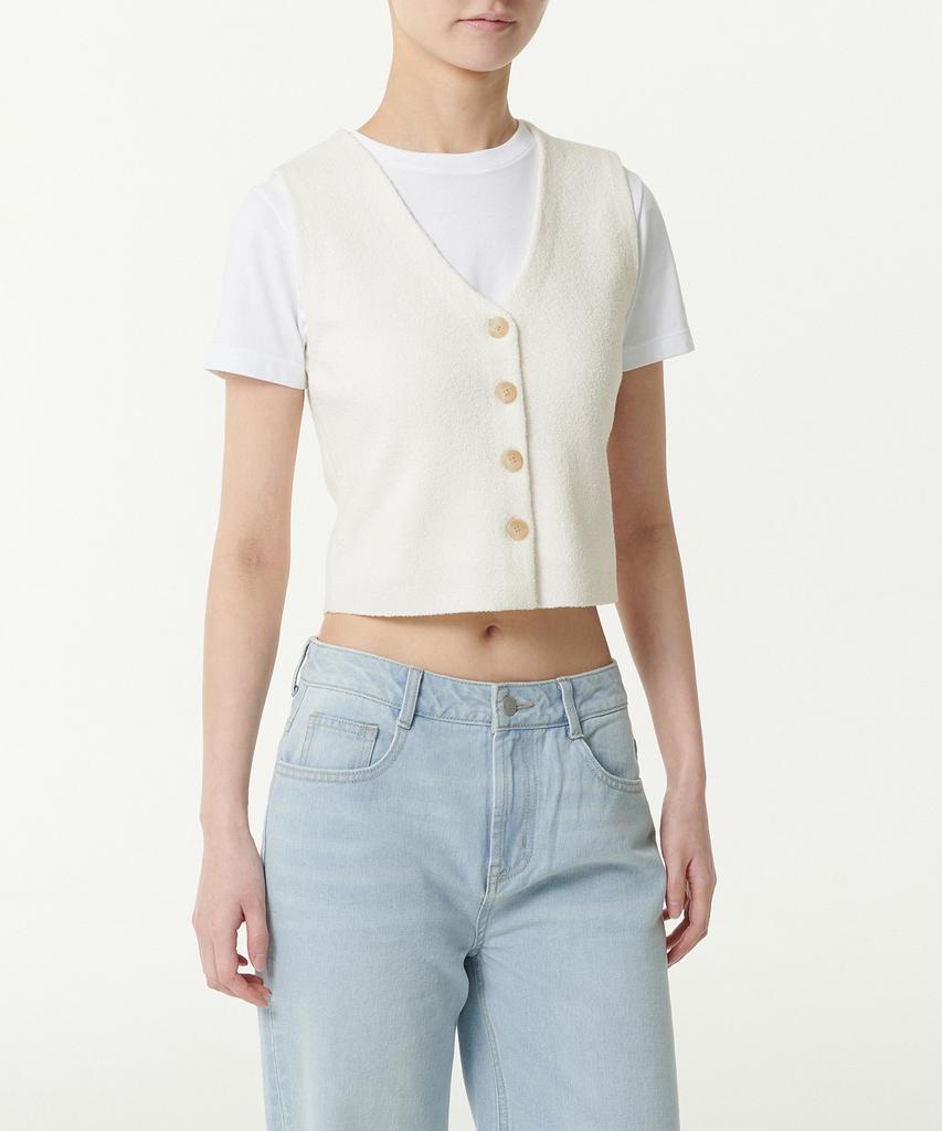 Musinsa Standard Woman Women'S Mini Boucle Button Knit Vest [Ivory]