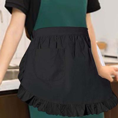 New European Style Maid Apron Anti-fouling Kitchen Waist Apron Women Dual Pockets Kitchen Apron