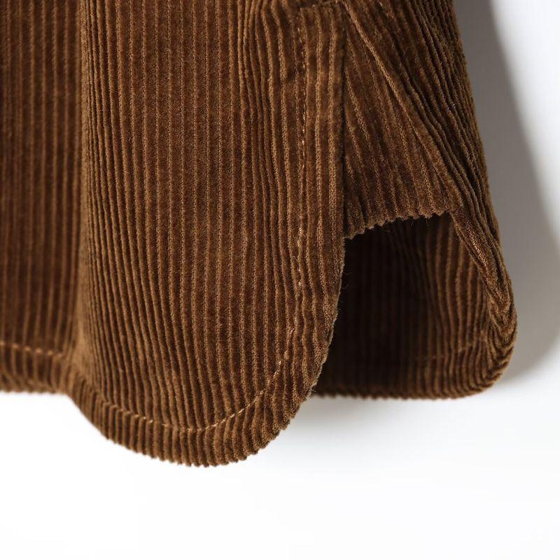 Kaslead New Women Clothes Western Style Corduroy Large Profile Long Sleeve Lapel Pocket Outerwear 129746