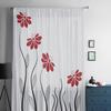 Röda Blommor Linjer Växtgardin Tyll Dekorativa Skira Gardiner för Vardagsrum Sovrum Kök Hotell Hem Fönsterpaneler