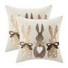 Dokriy 2-piece Linen Easter-themed Pillowcase with Vintage Polka Dots and Heart-shaped Rabbit Patterns Perfect for Spring Decor Ideal