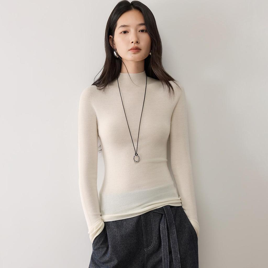 Lekasha 100% Cashmere Half High Collar Sweater, 18 Gauge, 60-Count Fine Spun Yangtze Yarn