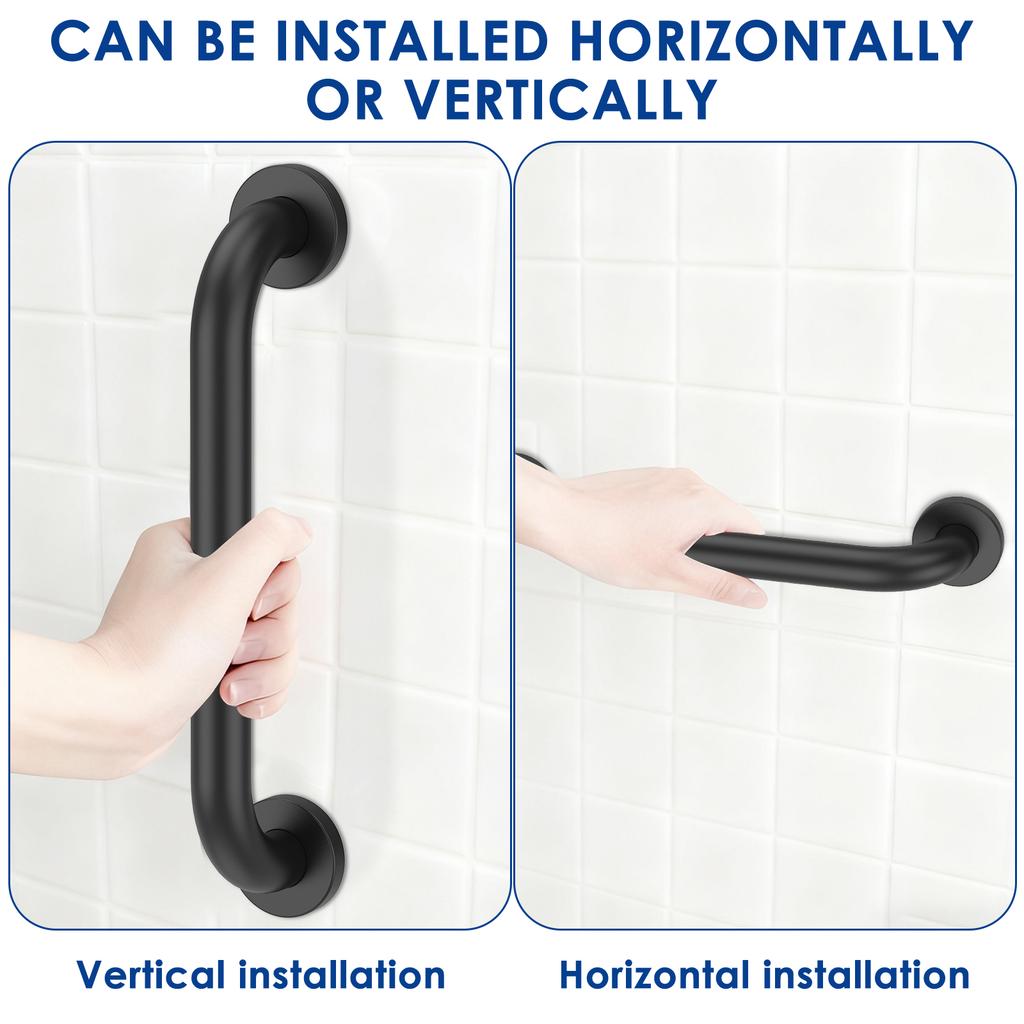 2Pcs Stainless Steel Shower Grab Bar Anti-slip Safety Handrails Bathroom Toilet Shower Support Handle Multi-purpose Towel Rack