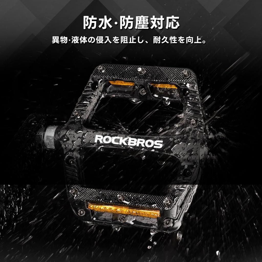 ROCKBROS Bicycle Flat Chromoly Lubricated for Road Cross Mountain and Folding Bikes Pedals, 9/16" Axle, Bearings, Reflectors, Lightweight, Non-Slip,