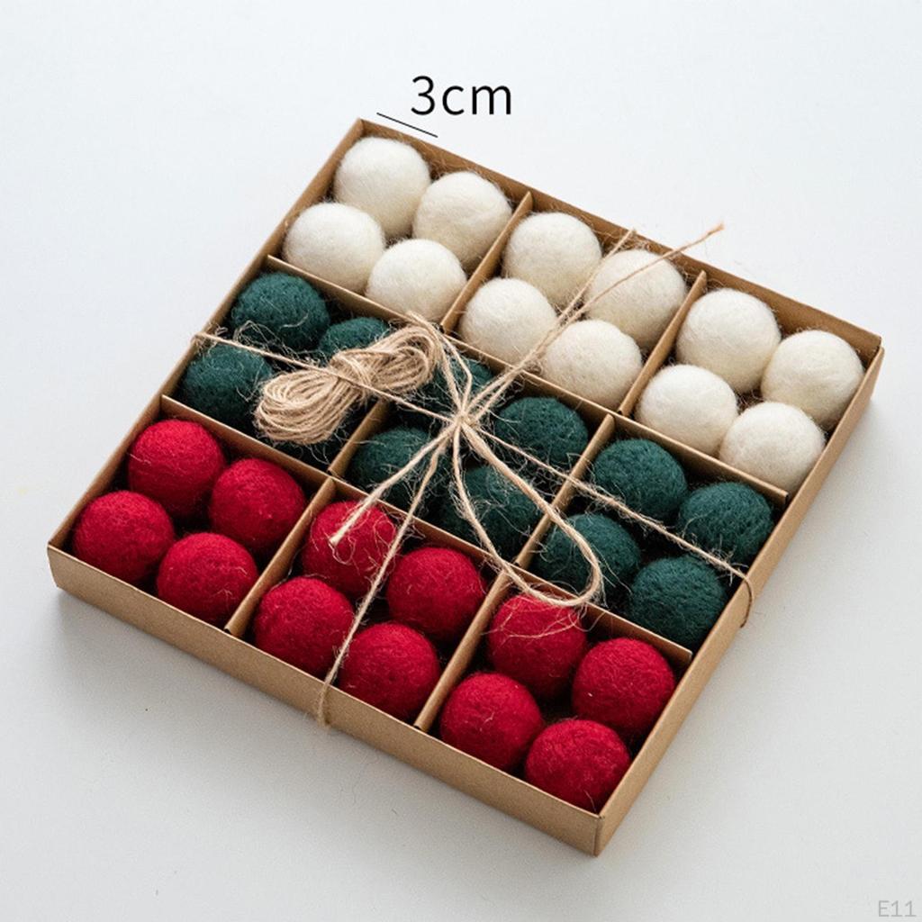 24 Stück handgefertigte Pompons, Wollperlen, Party-Dekoration, DIY-Filzkugeln, Weihnachtskugeln zum Basteln