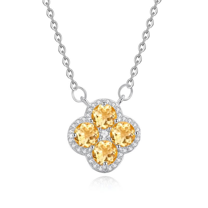 Four Leaf Clover Necklace Women Olive Crystal Fashion Collarbone Chain