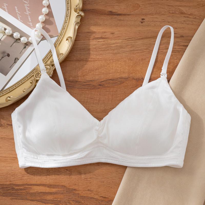 Glossy Seamless Silk Wireless Bra: 2026 New Style Thin Breathable Mulberry Silk for Women s Comfort M белый