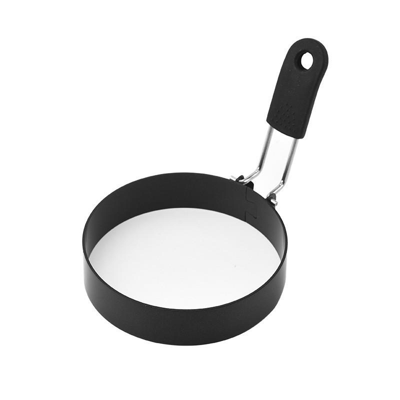 Silicone Handle Non-Stick Egg Frying Pan & Stainless Steel Pancake Mold