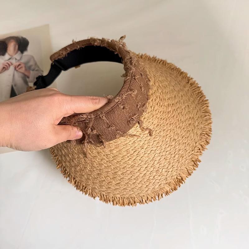Beach Sun Hat Summer Straw Woven Empty Hat for Women Travel Vacation Straw Hat Without Top Hat
