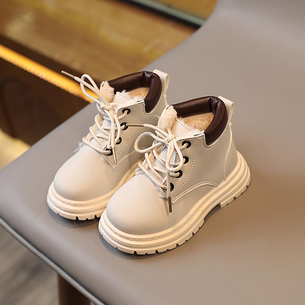 Children Winter PU Leather Waterproof Plush Boots Girls Snow Boots Children Trend Fashion Kids Warm Boots Boys Cotton Shoes Kids