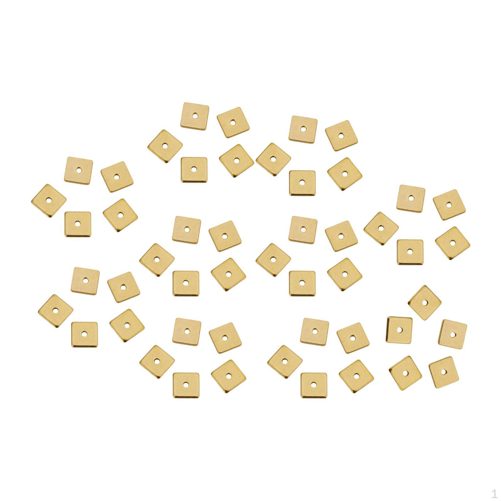 

50 Pieces Square Beads for Craft Projects, Ideal Jewelry And Necklaces Silver 4mm