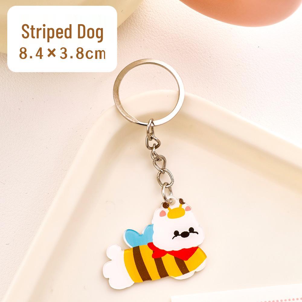 West Highland Terrier Cartoon Acrylic Keychain - Polka Dot Puppy Charm