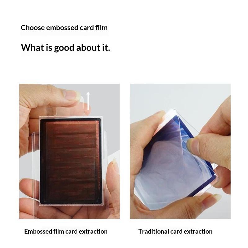 100Pcs Clear Smooth Raised Card Sleeves Transparent Pull Tab Protectors for Trading Card Storage