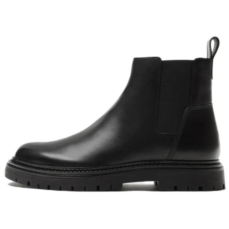 

ZARA Leather Chunky Sole Chelsea Ankle Boots Black Womens 12036420800 40