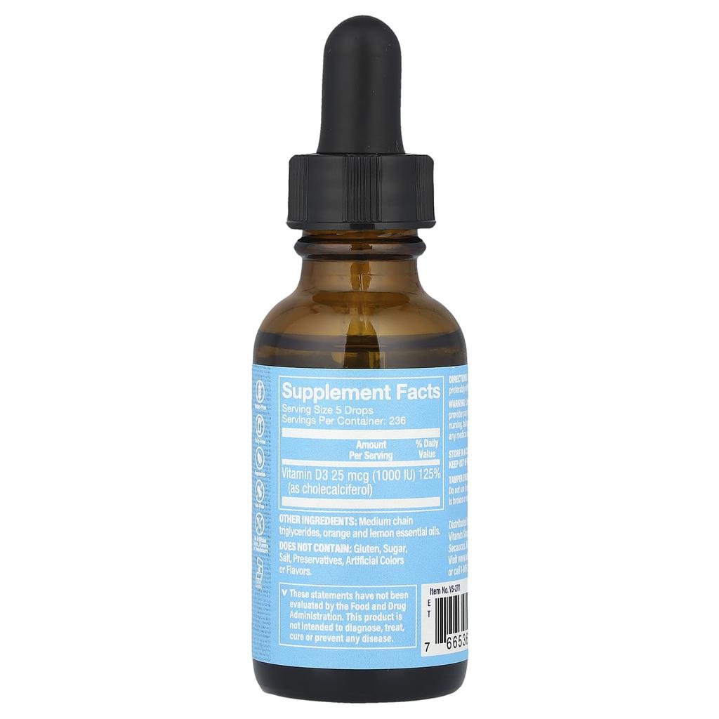 Liquid Vitamin D3, Citrus, 25Mcg(1,000Iu), 30Ml(1Fl Oz)