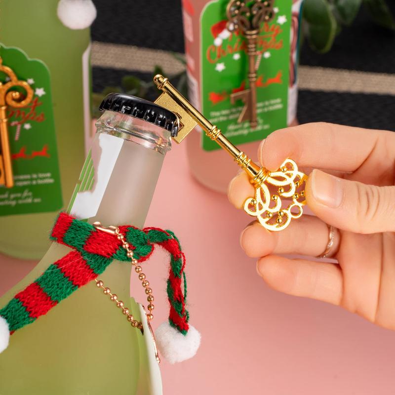 10Pcs/Set Key Shaped Bottle Opener Keychain Zinc Alloy Copper Silver Keyring Beer Can Unique Creative Gift Home Kitchen