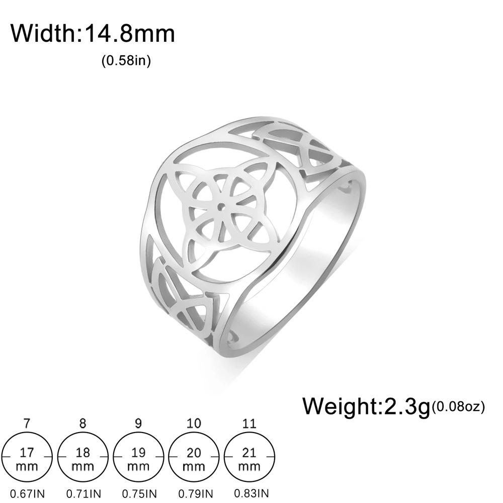 Witch Knot Rings Stainless Steel Celtic Protection Jewelry for Women Men Couple Wicca Amulet