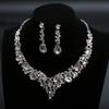 3pcs Luxury Elegant Zircon Set Teardrop Shaped Wedding Necklace Earring Fashion Party Bride Copper Zircon Set Accessorie Gift