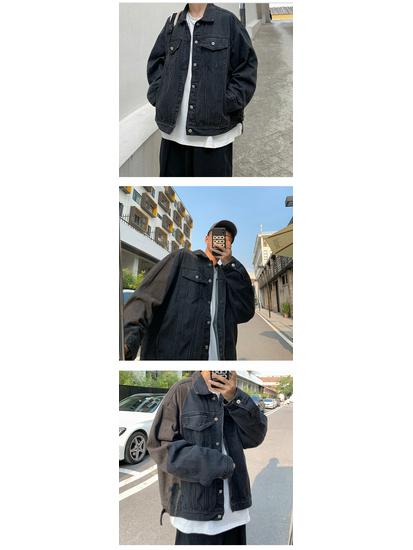 Men's Korean Style Denim Jacket – Spring/Autumn Trendy, Loose, Casual Couple's Short Workwear Outerwear