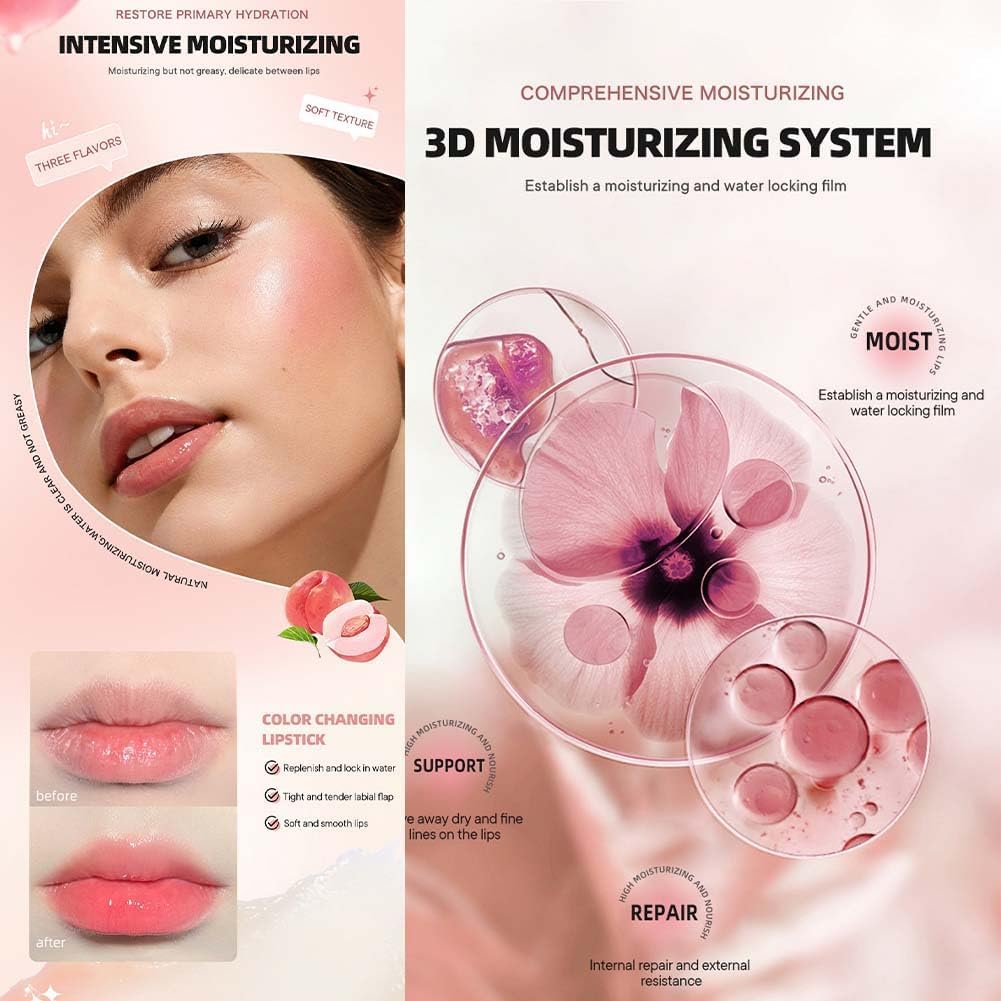 LIANGNISHI Color changing temperature changing jelly temperature moisturizing lip peach lipstick, lipstick, lipstick, changing, balm,